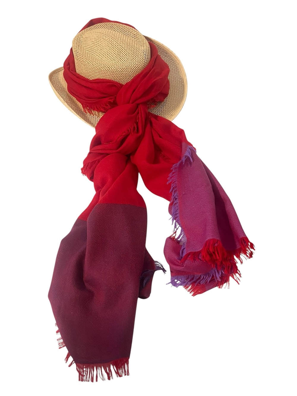 Women's Red & Purple Gradient Wrap Scarf - Lightweight Fashion Shawl L377